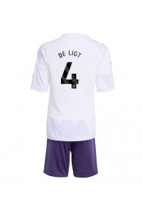 Manchester United Matthijs de Ligt #4 Jalkapallovaatteet Lasten Vieraspeliasu 2025-26 Lyhythihainen (+ Lyhyet housut)